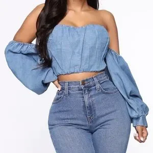 Fashion Nova off shoulder denim top